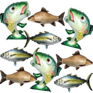 Blueweenly 9 Pcs 33 Inch Fish Balloons Gone Fishing Baby Shower Party Decorations Fish Balloons Themed Party Decor for Let's Go Fishing Theme Birthday Supplies (Carp Tuna Salmon)