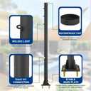 10ft Sun Shade Pole, 3" Diameter Heavy Duty Metal, Black Shade Sail Pole with 3 Rings for Patio, Deck, Playground, Backyard & Playground, One Pole