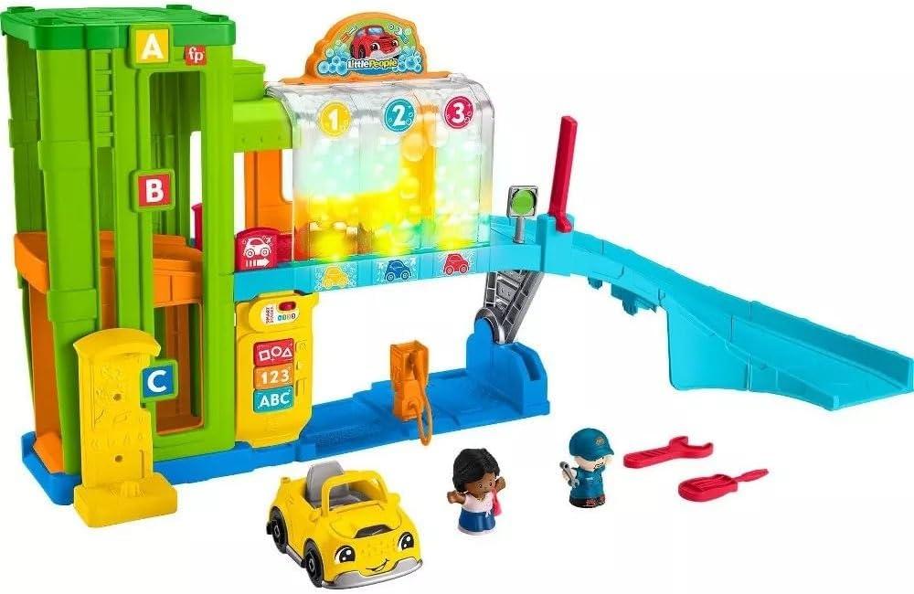 Fisher-Price Little People Toddler Toy Light-Up Learning Garage, Electronic Playset with Car & Figures for Preschool Pretend Play Kids Ages 1+ Years