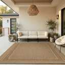 MontVoo-Outdoor Rug-Patio Rug 8x10 ft Polypropylene Indoor Outdoor Rugs Outdoor Carpet for Patio Deck Balcony Porch, Textured Weave, Durable for High Traffic, Fade-Resistant, Modern Neutral Brown