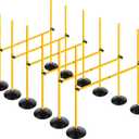 Voodans Adjustable Height Agility Hurdle Set Multi-Function Soccer Trainning Pole Set Coaching Sticks with Rubber Base (Pack of 6, 4.9 FT)