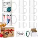 Dmsky Sublimation Coffee Mugs Tazas Para Sublimar 11 oz Blank Bulk Coffee Mug White Ceramic Photo Cups With Box, Heat Tape, sublimation paper Ideal for Crafts Printing Set of 12