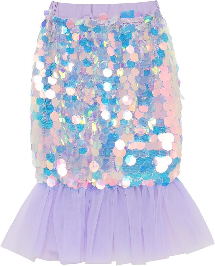 Toddler Mermaid Skirt Girls Sparkle Sequin Tail (5T, Purple)