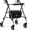 Medline Superlight Folding Aluminum Mobility Rollator Walker, Smoky Blue, 250 lb. Weight Capacity, 6" Wheels, Adjustable Arms and Seat, Foldable Rolling Walker for Seniors