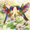 DIADAY 5D Hummingbird Diamond Painting Kit, Diamond Art Kits for Adults & Beginners, Full Drill Round Gems, Stained Glass Art DIY Dot Craft, Home Wall Decor Gift, 12x12 Inches