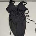 Tempt Me Women Sexy Lace Up One Piece Swimsuit Deep Plunge V Neck High Cut Bathing Suits L