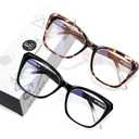 EASY READ 2 Pack Reading Glasses for Women, Cat Eye Blue Light Blocking Computer Readers with Spring Hinge(Magnification 2.00, Black/ Tortoise)
