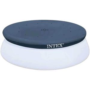 Intex 28021E Pool Cover: For 10ft Round Easy Set Pools  Includes Rope Tie  Drain Holes  12in Overhang  Snug Fit