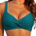 Twist Knot Bikini Top for Women V Neck Push Up Swimsuit Tops Only (Green, XL)