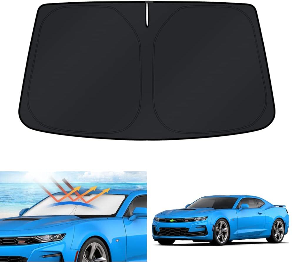 KUST Windshield Sun Shade for Camaro 2016-2024 Accessories Front Window Sunshade Sun Visor Protector Foldable Heatshield Blocks UV Rays Keep Your Car Cooler