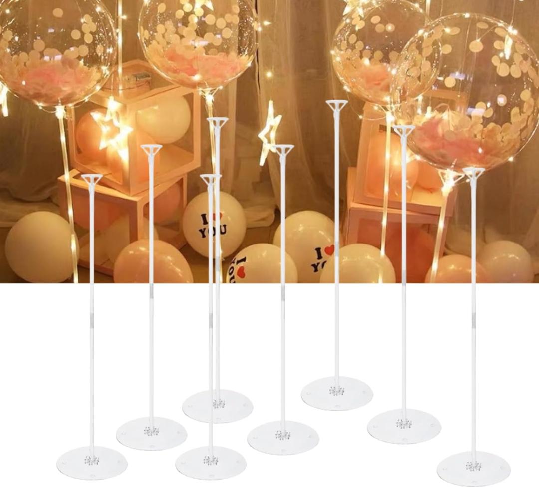 Tabletop Balloon Stand Kits, 27.5Inches 8 Pack Acrylic Balloon Sticks Holder with Base Table Top Centerpieces for Birthday Wedding Baby Shower Anniversary Party Decorations