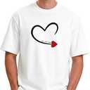 QGRSWBC Womens Mens Lover Heart T-Shirt Couples Matching Casual Shirts Crew Neck Shirts Short Sleeve Tops White XL