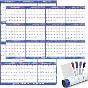 32" x 48" 2026 Wall Calendar Dry Erase - Large Starry Sky Calendar Wet & Dry Erasable Laminated 12 Month Annual Yearly Planner, Reversible, Horizontal/Vertical (2026 Wall Calendar)