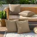 MIULEE Pack of 4 Decorative Outdoor Throw Pillow Covers Linen Waterproof Pillow Covers Summer Farmhouse Cushion Cases for Patio Garden Tent Balcony Couch Sofa 18x18 Inch Khaki