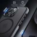 Lamicall Magnetic Phone Case for iPhone 15 Pro, for MagSafe - [18 FT Mil-Grade Drop Protection] Phone Case with Air Bumpers and Raised Edges, Shockproof Case for iPhone 15 Pro, Black