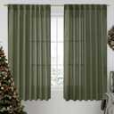 LAMIT Linen Curtains 63 Inch for Bedroom, Light Filtering Neutral Semi Sheer Window Curtains Back Tab and Rod Pocket Panels for Living Room, 2 Panels, Beige, 60 x 63 Inch