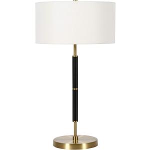 Henn&Hart 25" Tall 2-Light Table Lamp with Fabric Shade in Black/Brass/White, Lamp, Desk Lamp for Home or Office