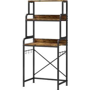 4-Tier Mini Fridge with Storage,Mini Fridge Shelf,Microwave Stand with Storage,Bakers Rack with Storage Shelf,Microwave Oven Stand with,Mini Fridge for Dorm (Rustic Brown)