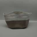 Large Woven Fabric Basket Tan and White 20"