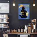 Vintage Black Cat Bar Canvas Wall Art Mix Your Drinks with Catz Bitters Posters Artwork Funny Bar Cart Painting Picture Wall Decor for Man Cave Kitchen Restaurant Home Decoration 12x16in Framed