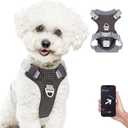 TagME No Pull Dog Harness with 2 Leash Clips,Lightweight & Visible for All-Day Walking, No Choke Pet Vest Includes AirTag Holder for Small Dogs,Black (Dark Gray)