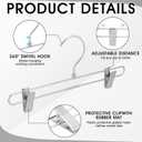 12 Pcs Metal Chrome Pant & Skirt Hanger Set with 360-degree Swivel Hooks, Metal Pant Hangers with 2-Adjustable Clip Anti-Rust Hangers for Skirt, Jeans, Slacks & Trousers