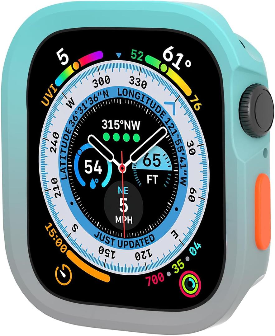 Soft Flexible TPU Case Compatible for Apple Watch Series 10 (2024) 46mm Lightweight Protective Bumper Cover for Apple Watch Series 10 46mm Case No Screen Protector (Green-Grey)