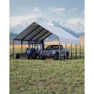 Garveelife 20 ft x20 ft x13 ft Metal Carport for 2 Cars, Heavy Duty Steel Frame for All Weather, Permanent Shelter for Boats, Full-Sized Pickup Trucks, and Tractors, N.W. 800 LBS