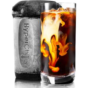 HyperChiller HC3 Patented Iced Coffee/Beverage Cooler, NEW, IMPROVED,STRONGER AND MORE DURABLE! Ready in One Minute, Reusable for Iced Tea, Wine, Spirits, Alcohol, Juice, 12.5 Oz, Black