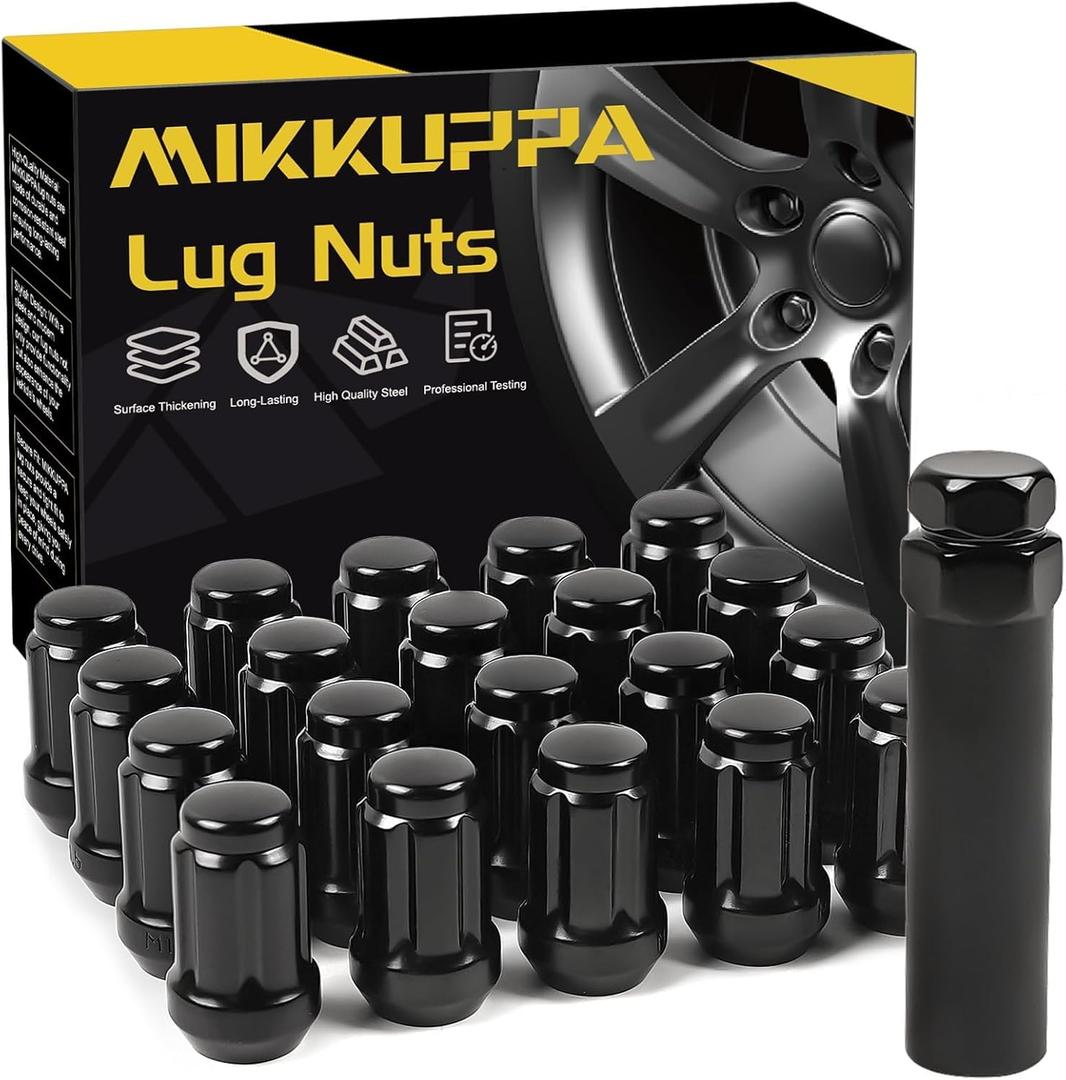 MIKKUPPA M12x1.25 Lug Nuts - Replacement for 1993-2022 Nissan Altima, 1988-2022 Nissan Maxima, 1997-2023 Subaru Forester Aftermarket Wheel 20pcs Black Closed End Lug Nuts