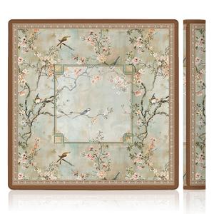 LZYRF Vintage Chinoiserie Cherry Blossom Mahjong Mat 31.5 x 31.5 in, Cottagecore Botanical Floral Bird Anti Slip and Noise Reduction Game Table Cover for Mahjong Dominoes Card Board Tile Games