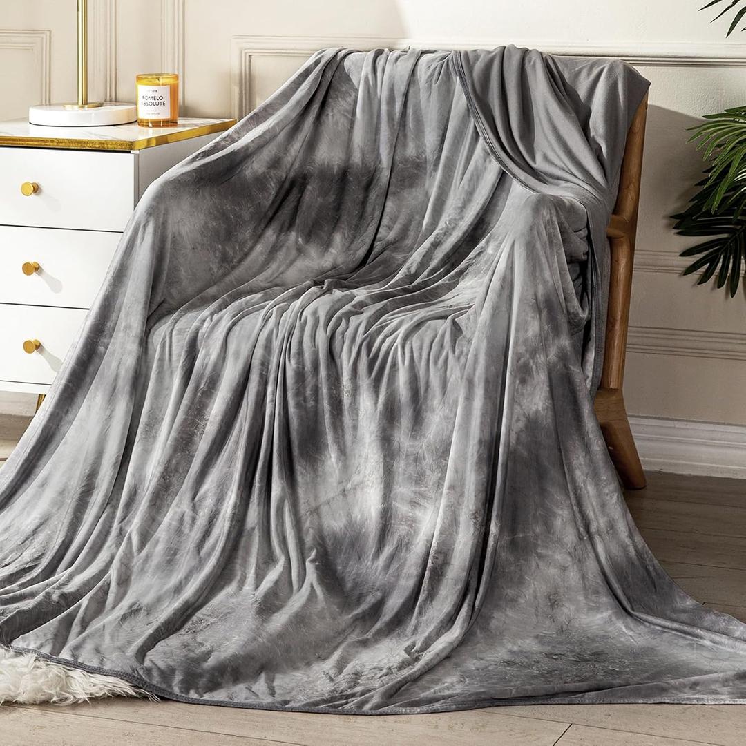 Topcee Cooling Throw Blanket for Night Sweats Decorative Tie Dye, Absorbs Heat to Keep Cool on Warm Nights, Q-Max 0.5 Cooling Blankets for Hot Sleepers, Cool Lightweight Sofa Throw Blanket (50"x70") (Grey, Watercolor)