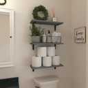 WOPITUES Wood Floating Shelves Set of 6, Shelves for Wall Decor, Farmhouse Shelf for Bedroom, Bathroom Storage Shelves, Book Shelves for Living Room,Grey