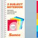 SUNEE Spiral Notebooks for Work with Removable Dividers & Tabs  College Ruled 5 Subject, 300 Pages, 3 Hole Punched, Durable PP Cover, 8"x10.5"  Notebooks for Office or School, Grey Blue