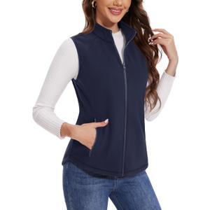 MAGCOMSEN Women's Fleece Vest with Zipper Pockets Zip Up Sleeveless Jackets Lightweight Soft Warm Polar Vest Outerwear (S)