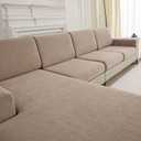 Couch Cushion Covers for Sectional Sofa Stretch Sofa Slipcovers Washable Wear-Resistant Sectional Couch Covers L Shaped Seats Furniture Protectors for Pets(Khaki, 3 Seater+1 Chaise)