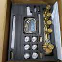 Brushed Gold Shower System Temperature Display Shower Faucet Set with 12 inch and 8 inch Full Body Shower Head, with 6 PCS Body Jet and Handheld Spray