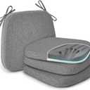 Shinnwa Kitchen Chair Cushions Set of 4, Patented Design Memory Foam Dining Chair Pads with Ties and Washable Cover, 4 Pack, 17" x 16" x 2", Dark Grey