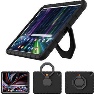 for iPad Pro 12.9 Case 3rd 4th 5th 6th Generation with Pencil Holder & 360 Rotating Handle Stand, New Cute Rugged Cover for iPad Pro 12.9 inch 2022/2021/2020/2018 - Black