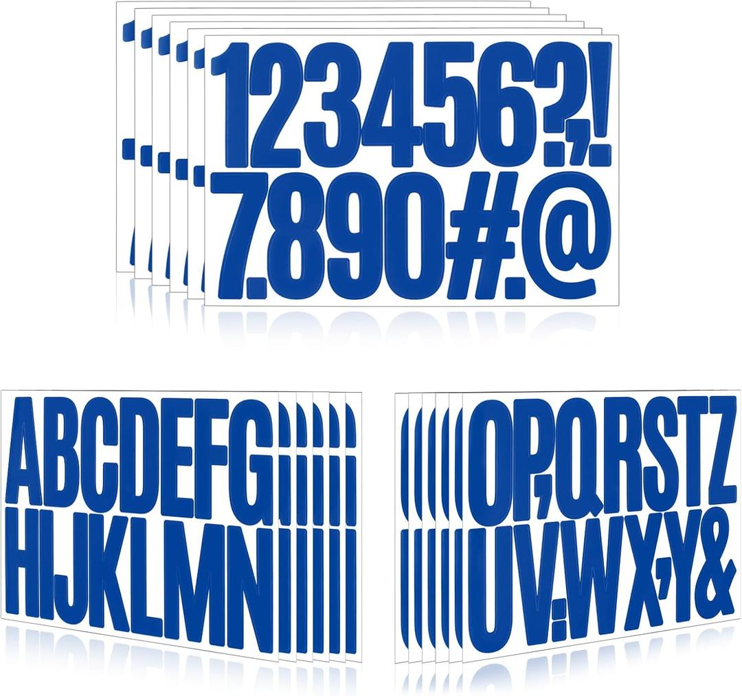 288 Pcs 18 Sheets Letter Stickers,Self Adhesive Waterproof 3 Inch Mailbox Numbers Vinyl Stickers,Alphabet Decals for Water Bottle,Window,Classroom,Car,Laptop,Scrapbook (Blue, 3 Inch)