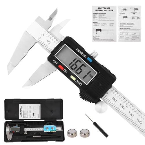 Digital Caliper Measuring Tool, Stainless Steel Vernier Caliper Digital, Micrometer Calipers with Large LCD Screen, Auto-Off Feature, Inch Millimeter Conversion, 6 Inch Caliper Tools for DIY/Household, Not The Full Set