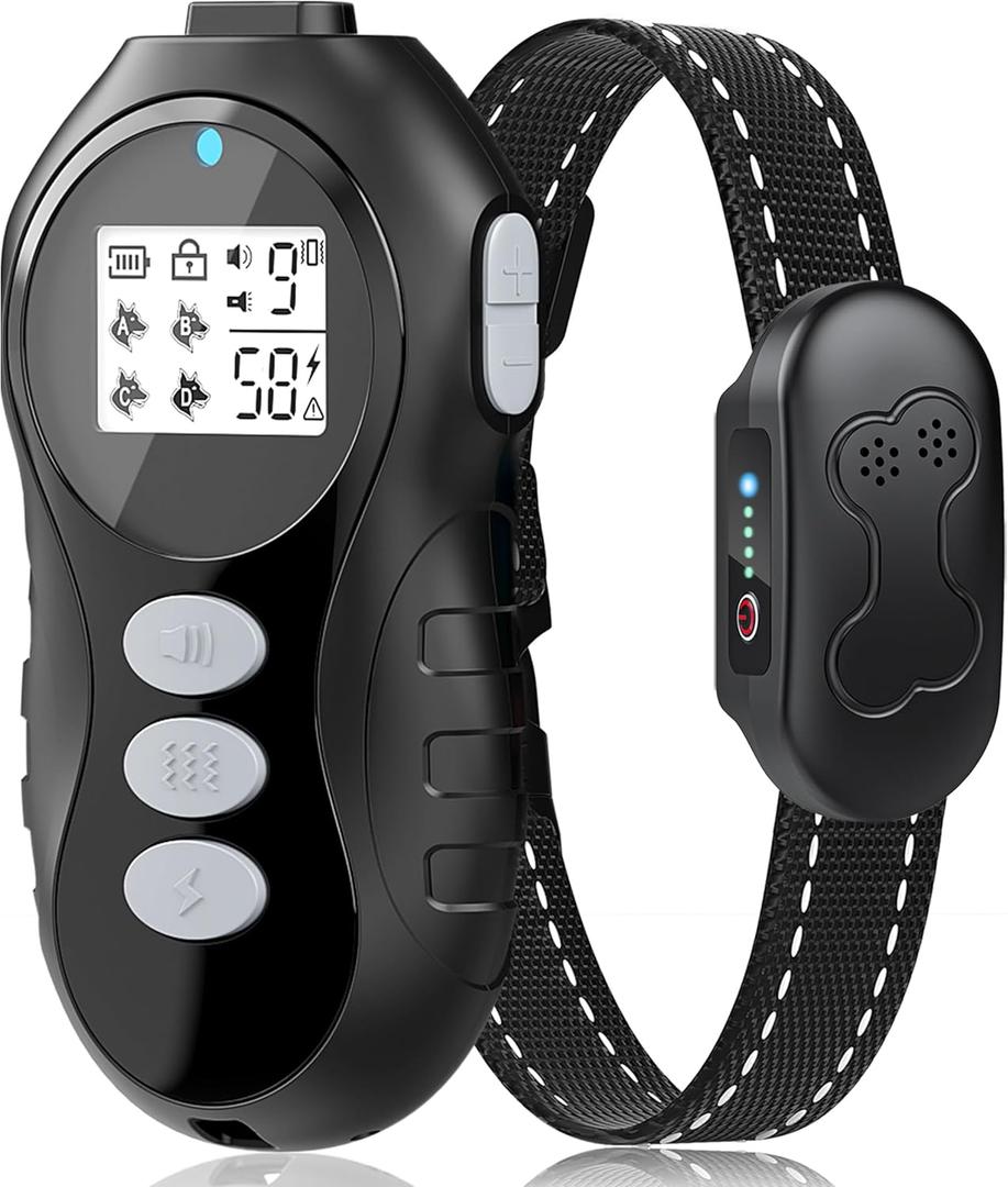 Dog Shock Collar with Remote Control - Shock Collar for Dogs IPX7 Waterproof Dog Training Collar with Beep Vibration Static Correction Flashlight Long-Lasting Battery Safe Training for Dogs 10120 lbs