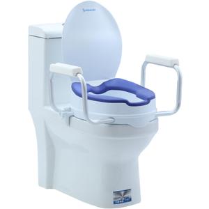 Toilet Seat Risers for Seniors,Adjustable Anti-Silp Handles & Thickened Cushion, Options for Elderly Handicap Medical Hip Replacement Surgery Lift,300 lbs, Easy Clean,Blue