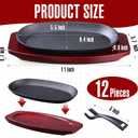 Mifoci 12 Pcs Oval Cast Iron Fajita Skillet Pan Set Small Sizzling Steak Plate with Wooden Base and Handle Cast Iron Fajita Skillet Sizzling Plate for Restaurant, BBQ, Wedding (9.5 in x 5.5 In)