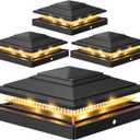 APONUO 4x4 Post Solar Lights,2-Mode IP64 Waterproof 16 Bright LEDs Outdoor Lighting for Deck,Fence,Patio,Garden,Yard,Long-Lasting Solar-Powered Lights for Posts 4x4 5x5 5.5x5.5,Black 4-Pack