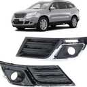 Fog Light Bezel Compatible with 2013-2017 Chevrolet Chevy Traverse Front Bumper Fog Light Cover with Silver Bright Strips Replaces 20988619 GM1038148 (Left)