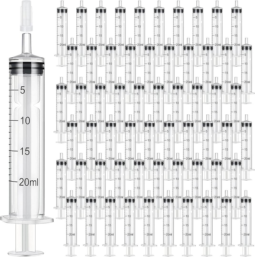 Zhengmy 100 Pack Bulk Plastic Syringe with Luer Slip Tip, Individually Sterile Sealed, Liquid Oral Syringe with Measure Scale No Needle for Pets Feeding(20 ml)