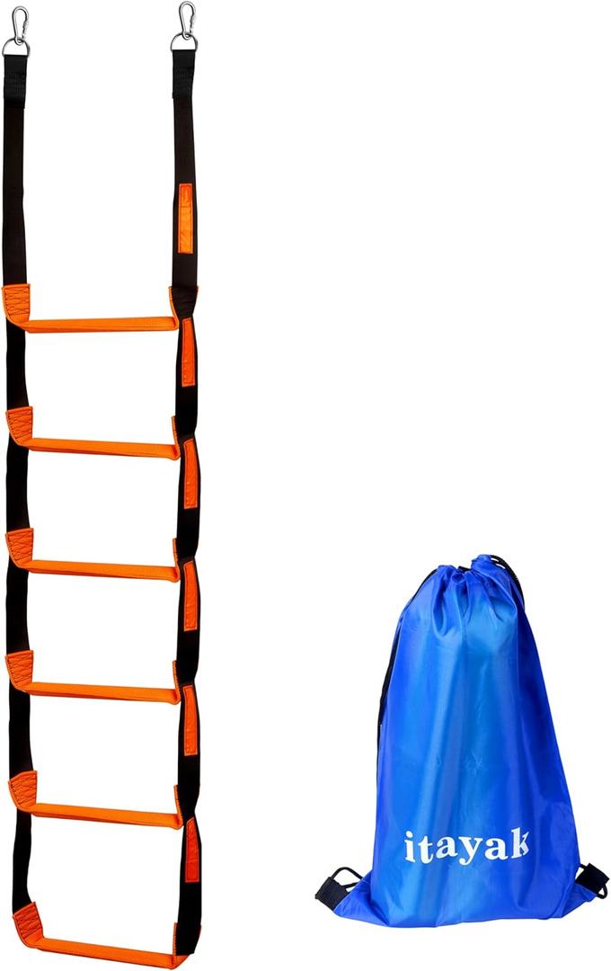 Boat Rope Ladder, 6 Step Heavy Duty 440lbs Strength Climbing Marine Rope Ladder with Reinforced Steps, Perfect for Inflatable Boat, Kayak, Motorboat, Canoeing
