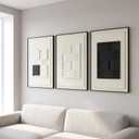 AMAATE 3Pcs 3D Abstract Geometric Sandstone Relief Wall Art Black Framed, 20" x 30" inch