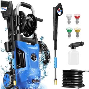 4800 PSI Electric Pressure Washer 2024 New 4.0GPM Power Washer with 33ft Pressure Hose, 4 Nozzle and Detergent Tank for Cars, Upgraded Blue